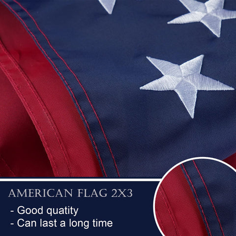 Double-stitched leading edge and quadruple-stitched trailing edge on Bradford flag