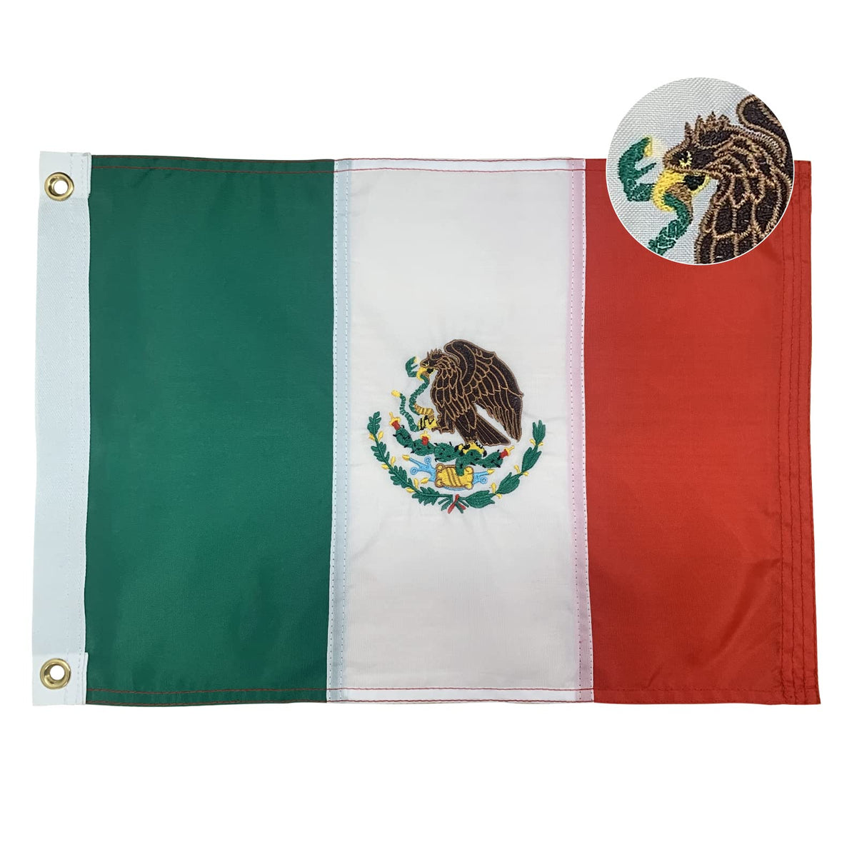 Bradford Mexican flag 12x18 inches embroidered for outdoor display