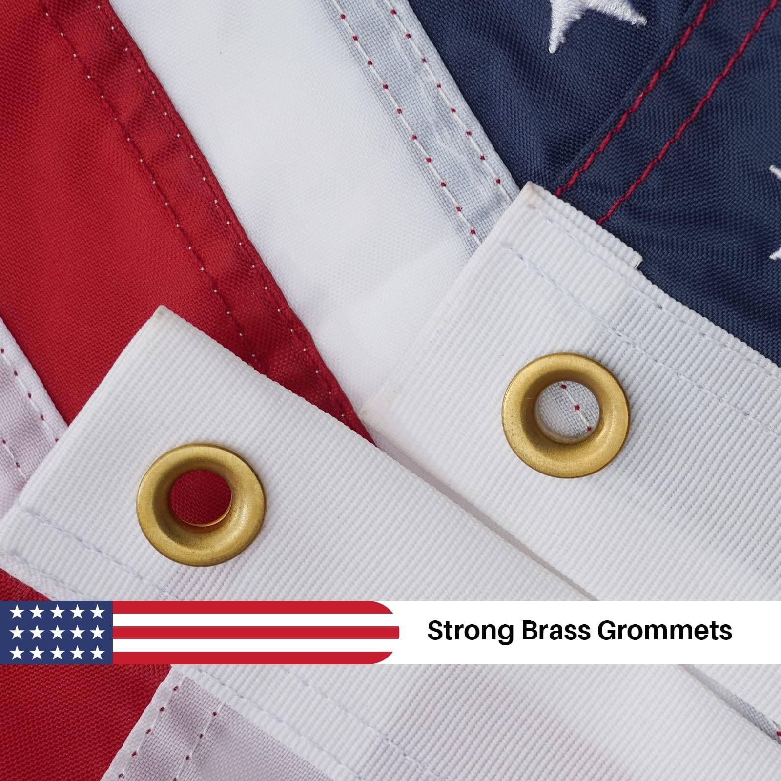 Bradford stitched edges emphasizing durability for various flagpoles.