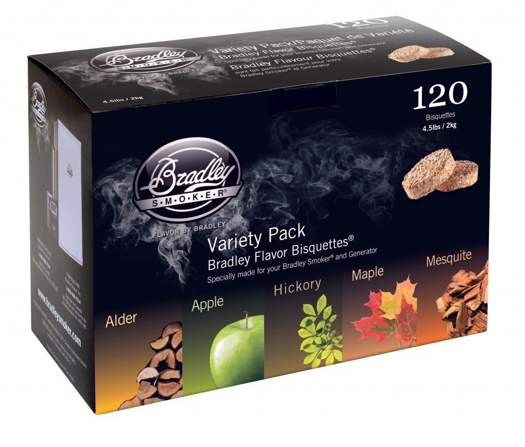 Bradley Smoker bisquettes variety pack front view for versatile smoking flavors