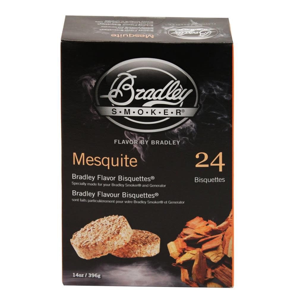 Bradley Smoker BTMQ24 mesquite bisquettes pack ready for clean, steady smoke.