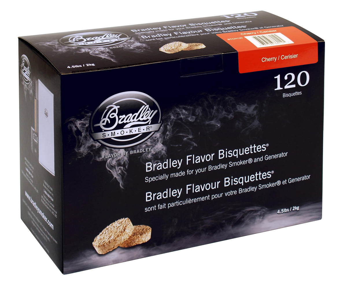 Bradley Smoker cherry bisquettes packaging ready for flavorful grilling