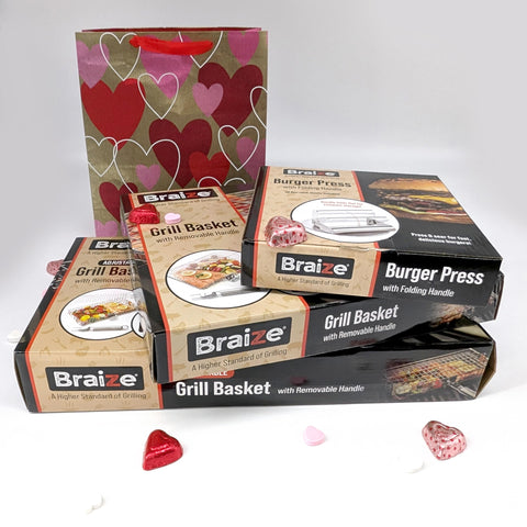 Braize grill basket handles high heat for versatile meals.