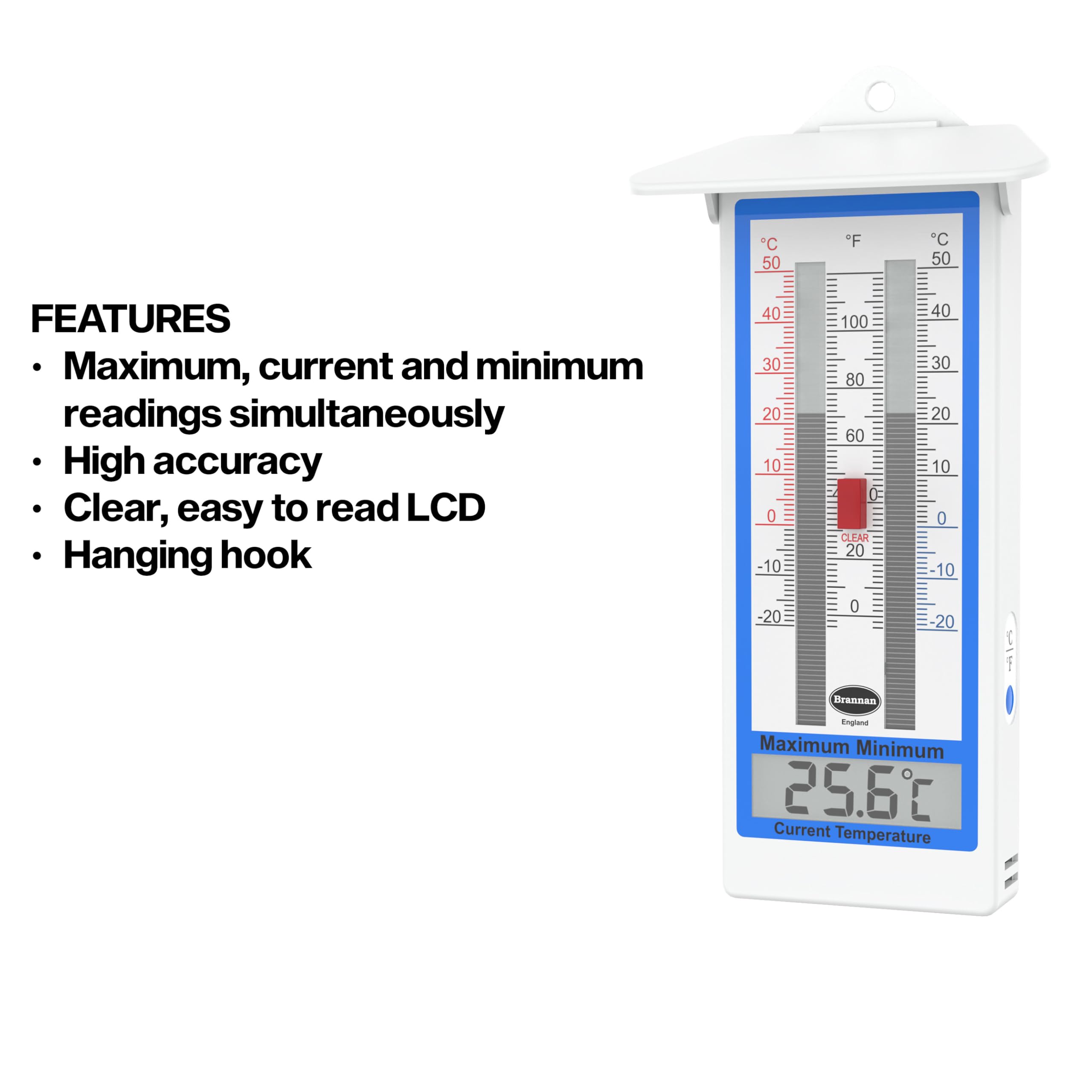 Brannan Digital Greenhouse Thermometer suitable for indoor and outdoor use with weather protection.
