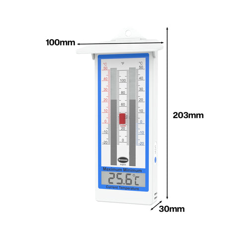 Brannan Digital Greenhouse Thermometer wall mount demonstrates easy placement on a shed or greenhouse wall.