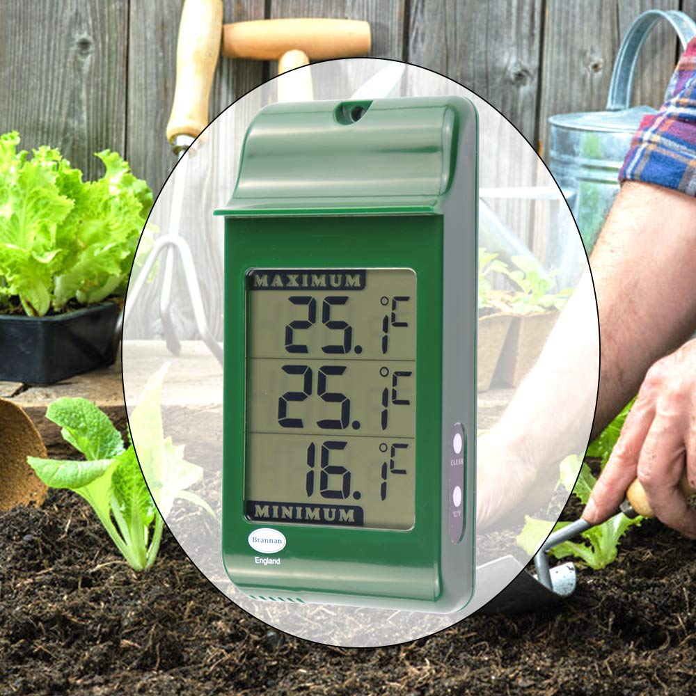 Brannan Max Min Thermometer hanging slot enables easy wall mounting.