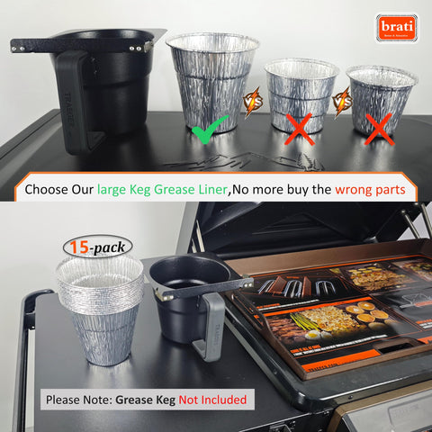 Brati 15-count grease cup liners included for easy prep.