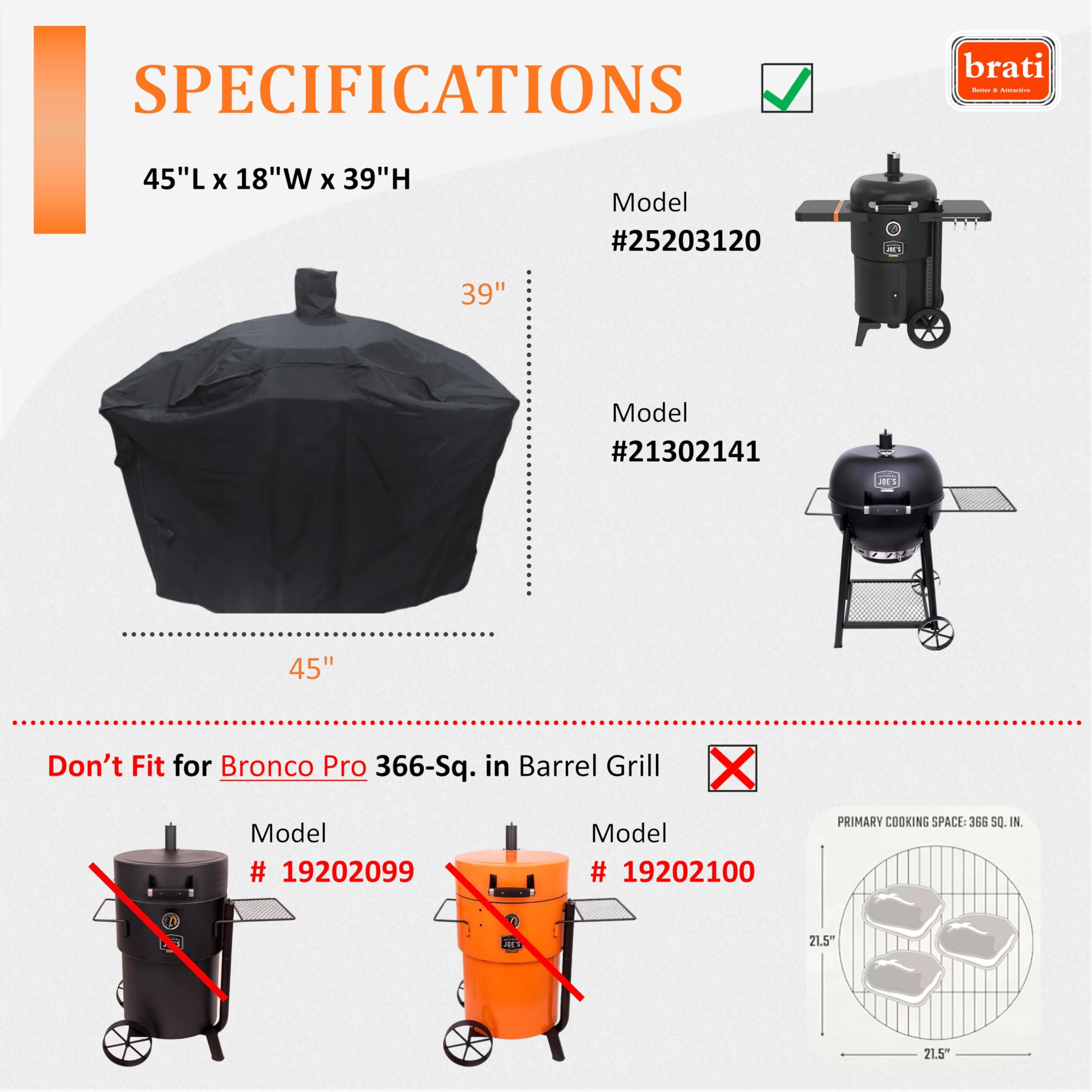 Brati Bronco 2.0 drum smoker cover shown from side view for secure fit.
