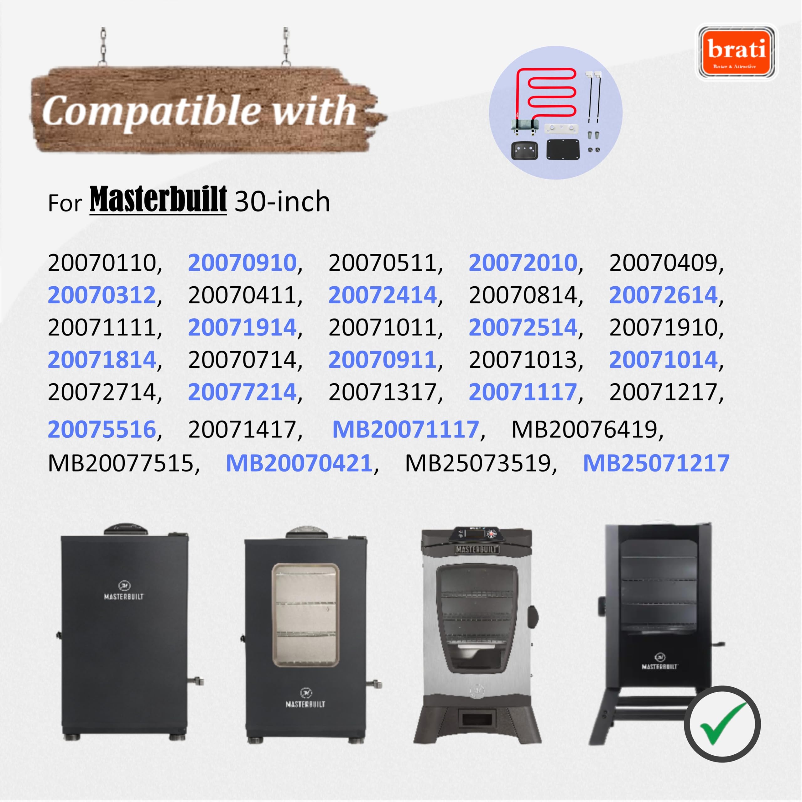 Brati compatibility guide shows Masterbuilt Char-Broil and Smoke Hollow models