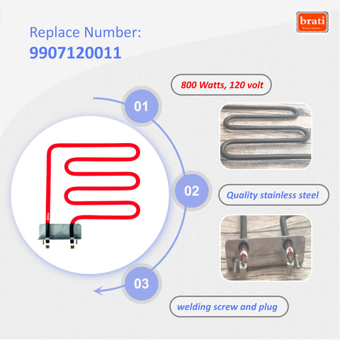 Brati stainless steel heating element close-up highlighting wear resistance
