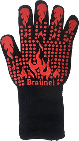 Braunel BBQ gloves offer a patterned silicone grip for safe, precise cooking.