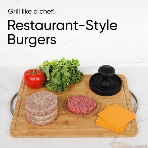 BRAVADIN burger press suited for flat-top grills and barbecues