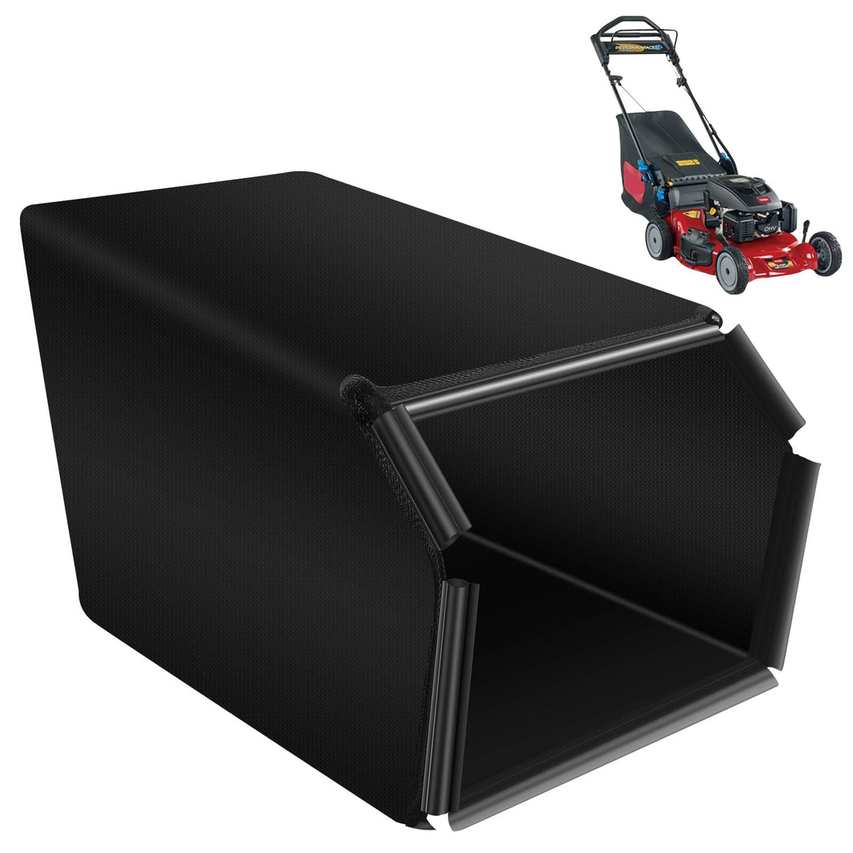 Braveboy 115-4664 grass bag without metal frame for easy debris collection.
