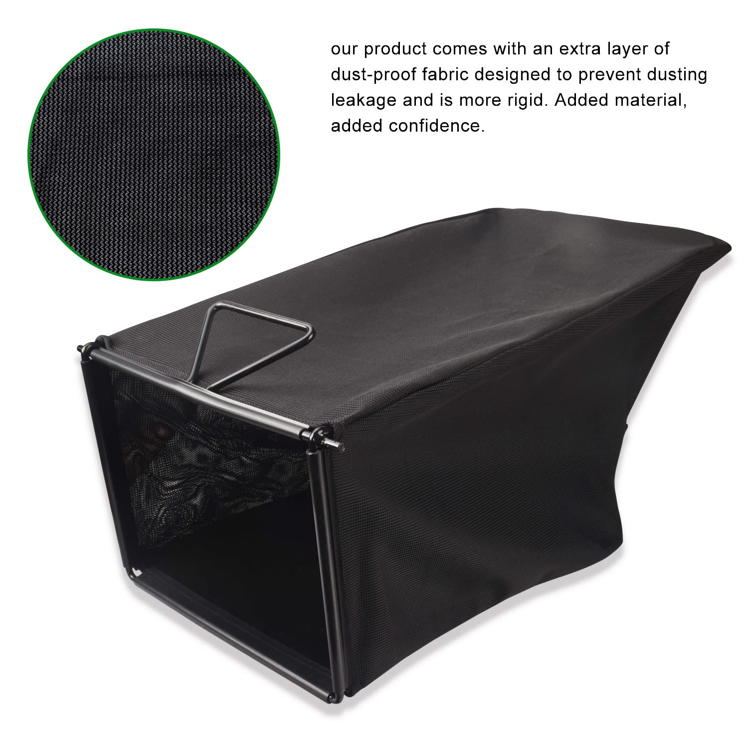 Braveboy 59312 durable bag material resists wear during mowing.