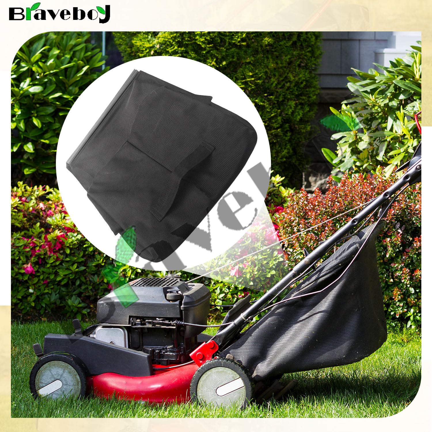 Braveboy deck to bag flow efficiently collects grass under the deck.