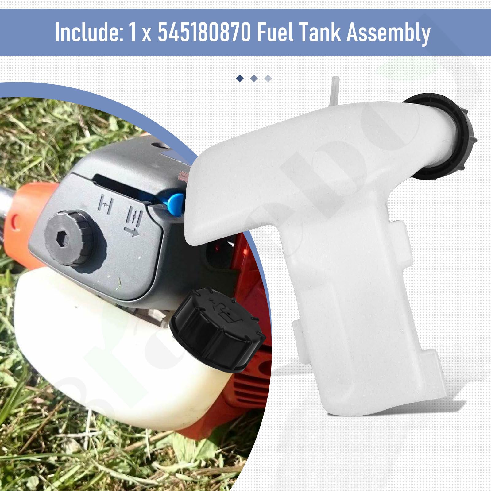 Braveboy husqvarna-128r-128j fuel-tank-assembly with preinstalled lines for smoother starts.