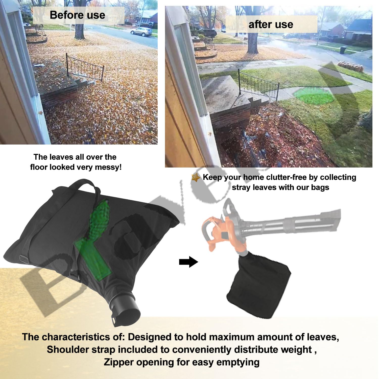 Braveboy bag zipper opening enables easy debris emptying