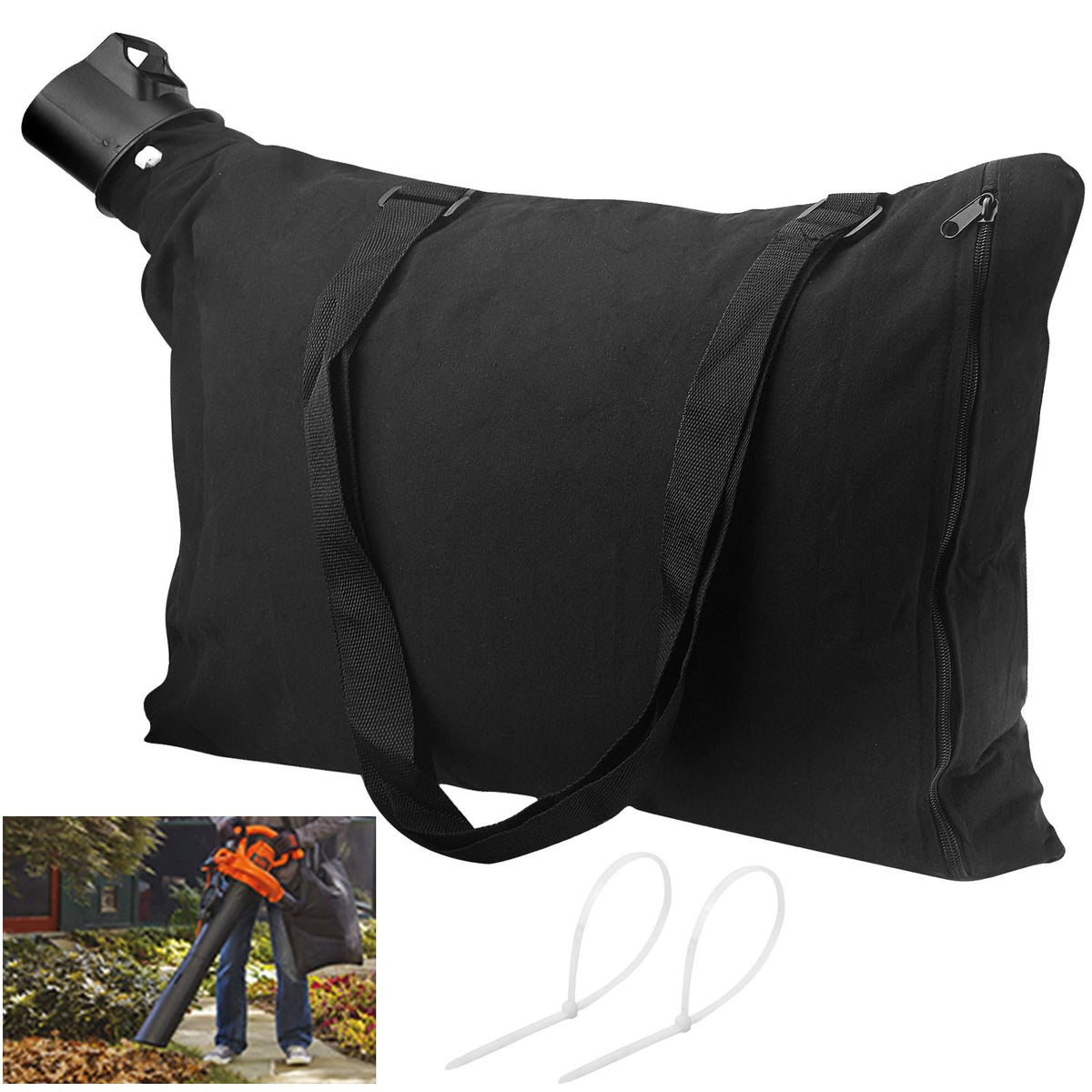 Braveboy shoulder bag strap distributes weight for comfortable use with a leaf blower