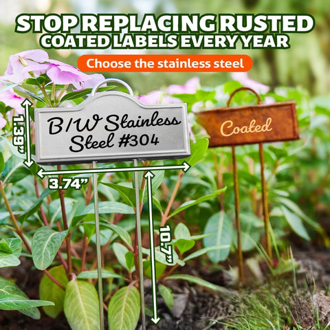 Bravex SS304 garden marker on a sturdy stake for simple placement