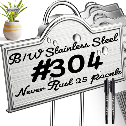 Bravex stainless steel plant label with arch for easy garden reading