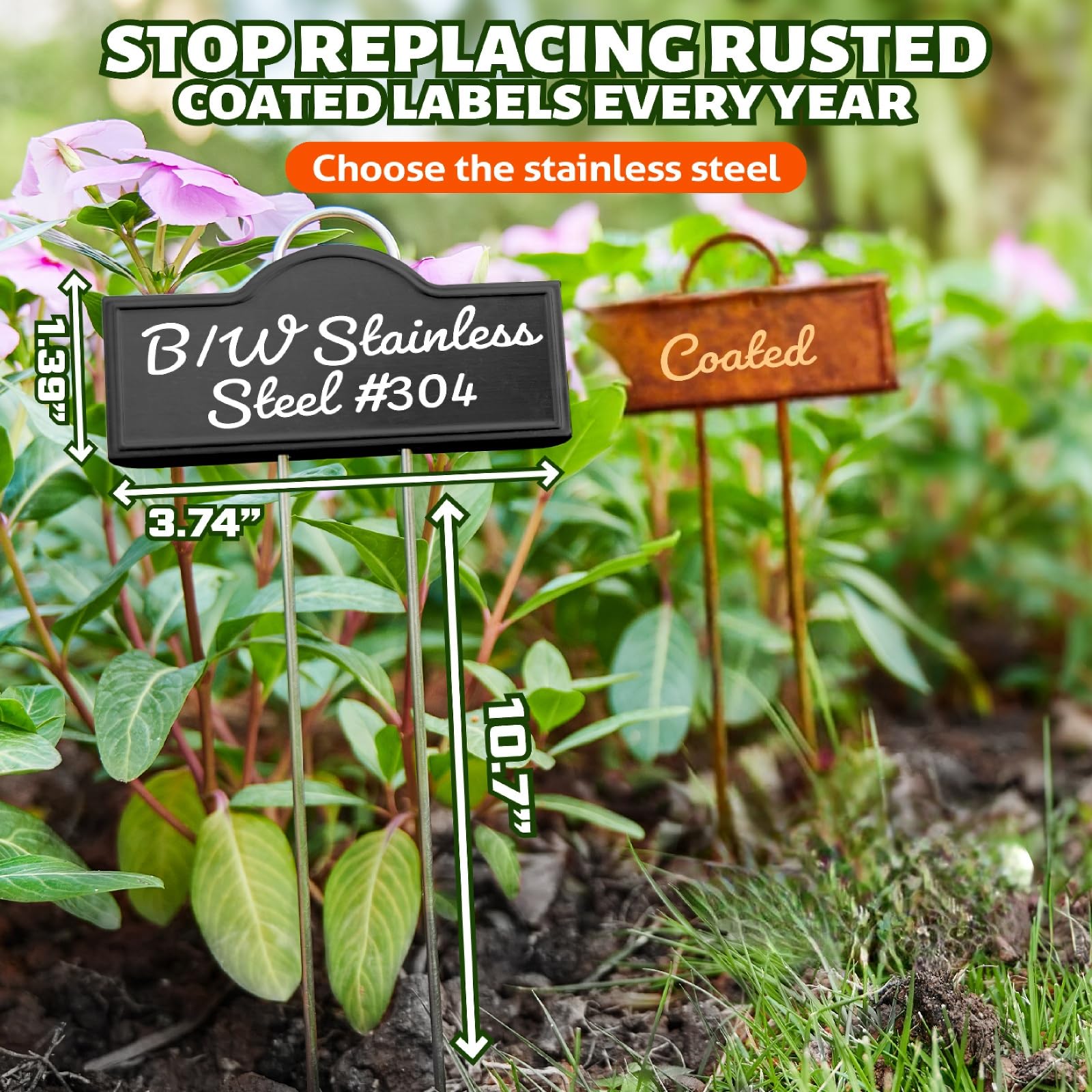 Bravex tall garden marker on a 10.75 inch stake for clear labeling.