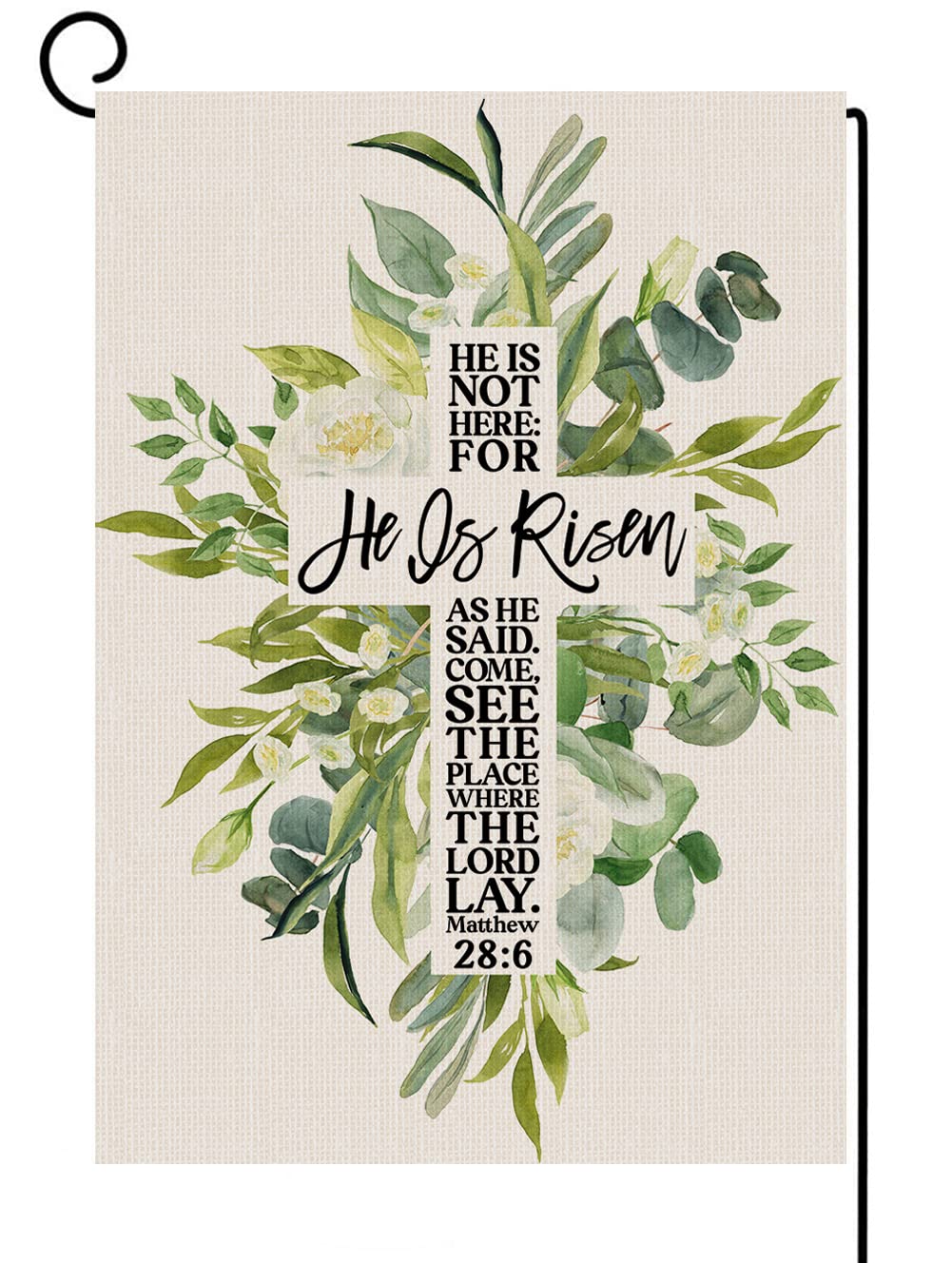 Bravilan He is Risen Easter flag vertical, vivid watercolor cross for outdoor decor.