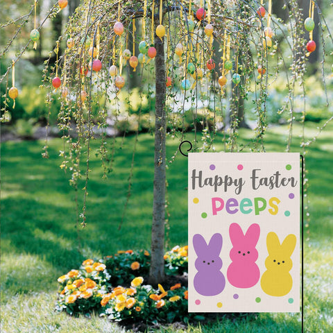 Bravilan Welcome Easter flag burlap texture close-up, weather resistant
