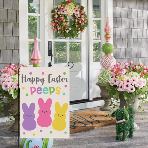 Bravilan Welcome Easter flag print detail shows sharp colors on burlap