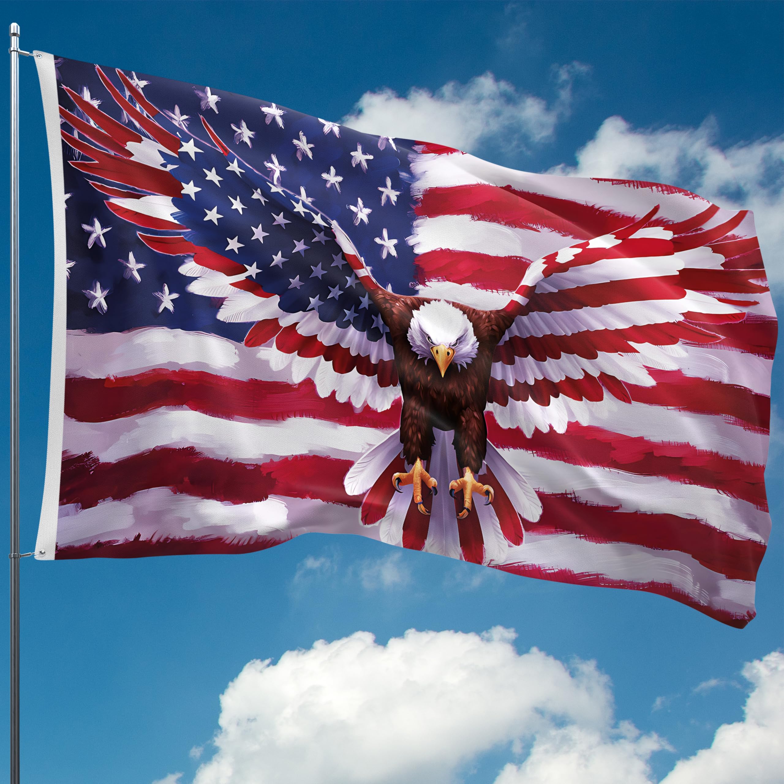BRAVITA Eagle Flag with brass eyelets for easy flagpole attachment