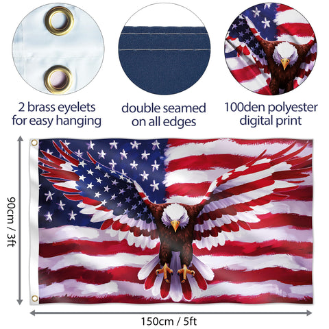 BRAVITA Eagle Flag UV fade-resistant print stands out in sunlight