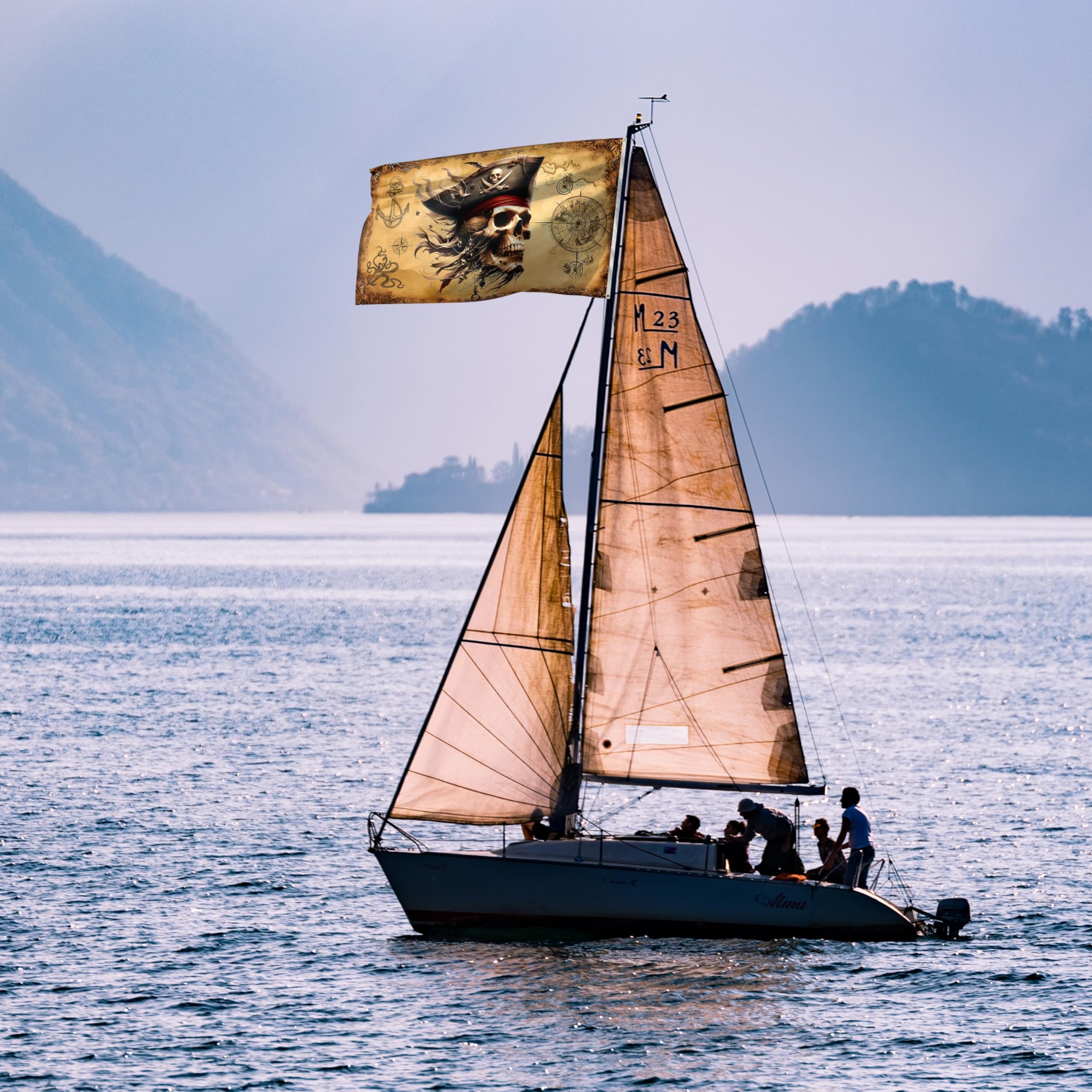 BRAVITA 110den polyester flag holds up in light breezes.