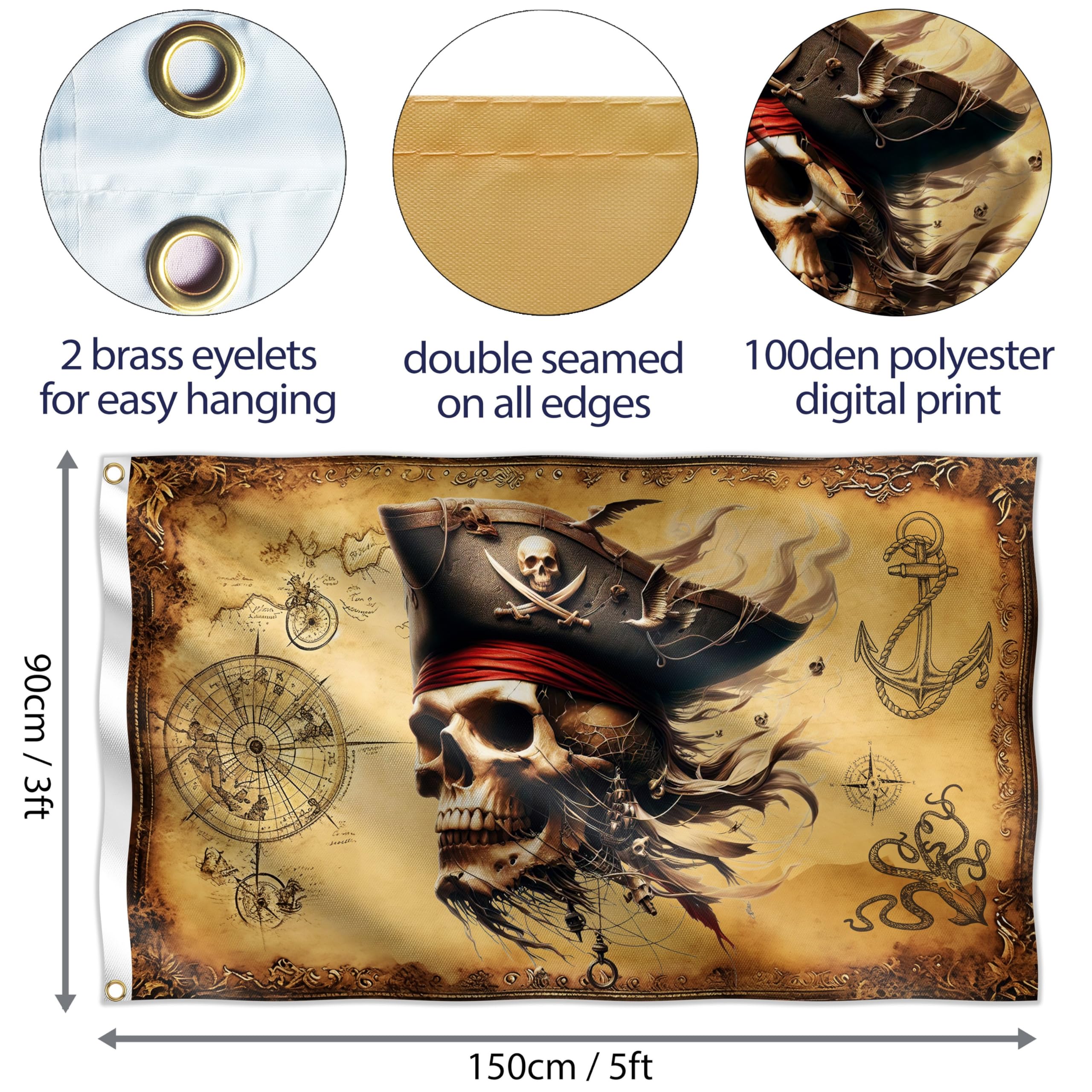 BRAVITA pirate flag featuring pirate map for adventurous garden decor.