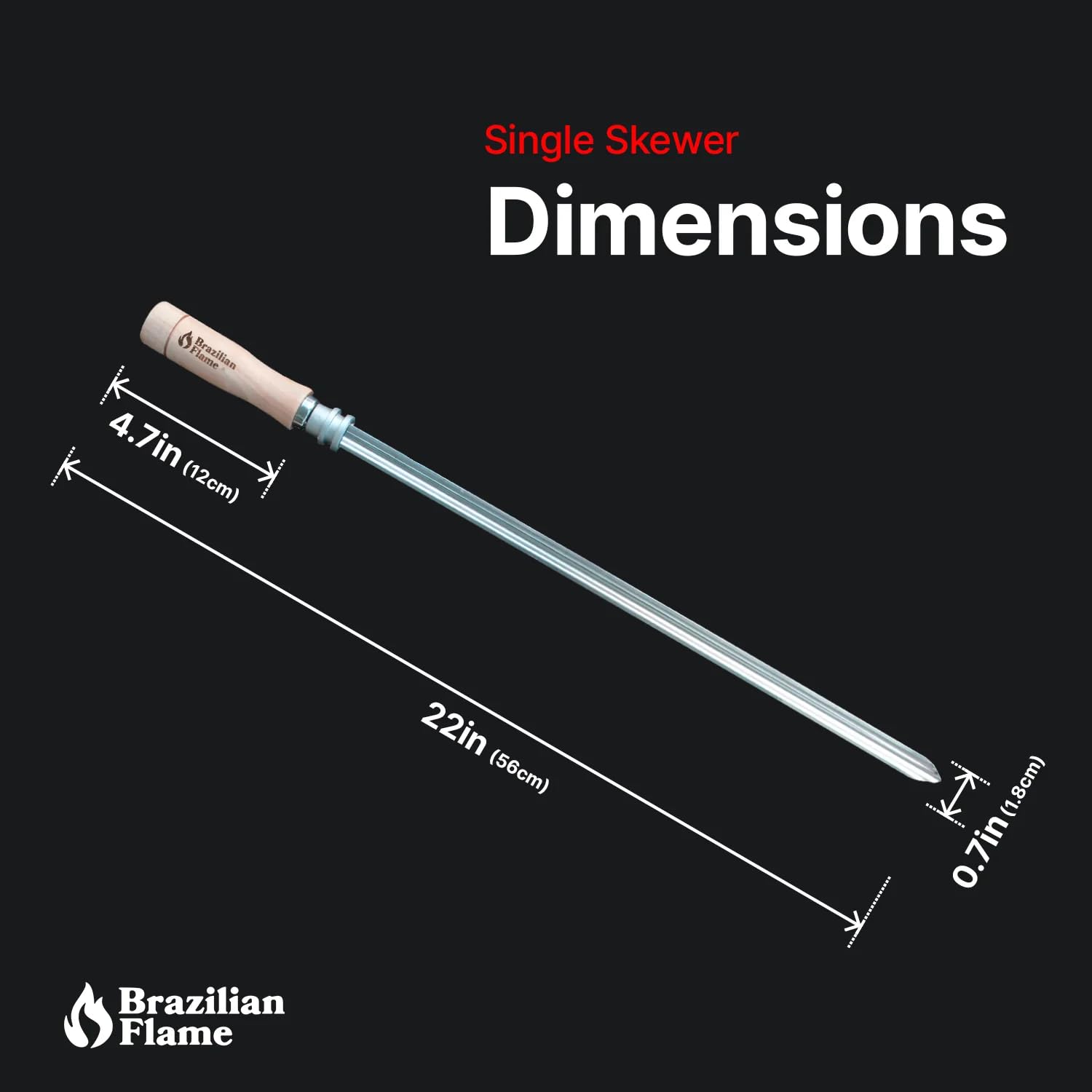 Brazilian Flame kebab skewers with thick design for hearty meat bites.