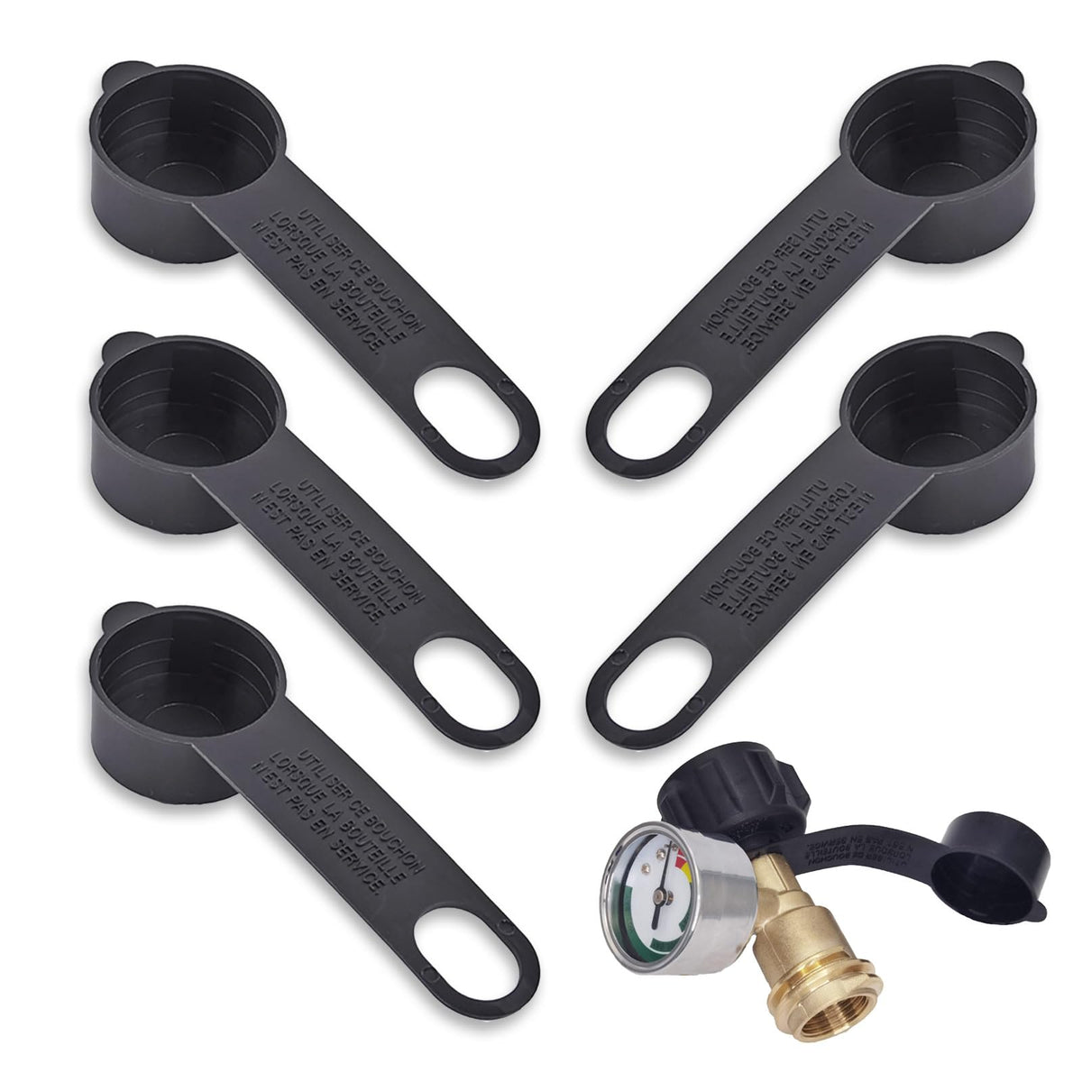BRBASAP propane dust cap 5-pack protects valve threads during storage and handling.