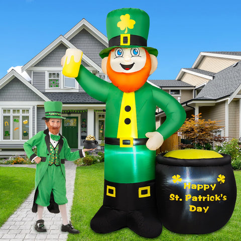 BRDJade leprechaun holds beer mug inflatable for St Patrick's Day decor