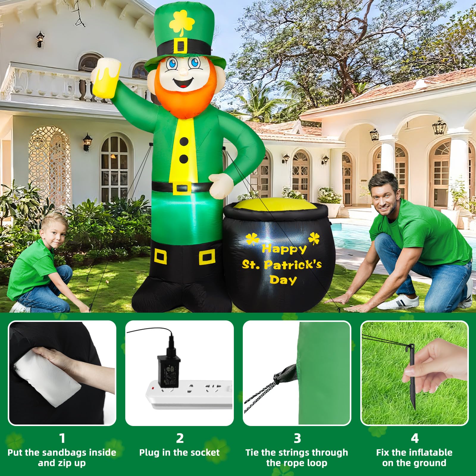 BRDJade front yard garden decor featuring a cheerful leprechaun