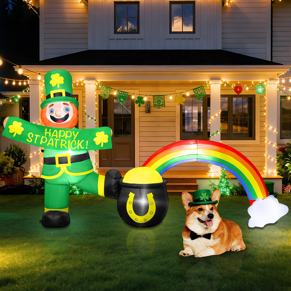 BRDJade 7ft Leprechaun inflatable for outdoor yard display with vibrant colors