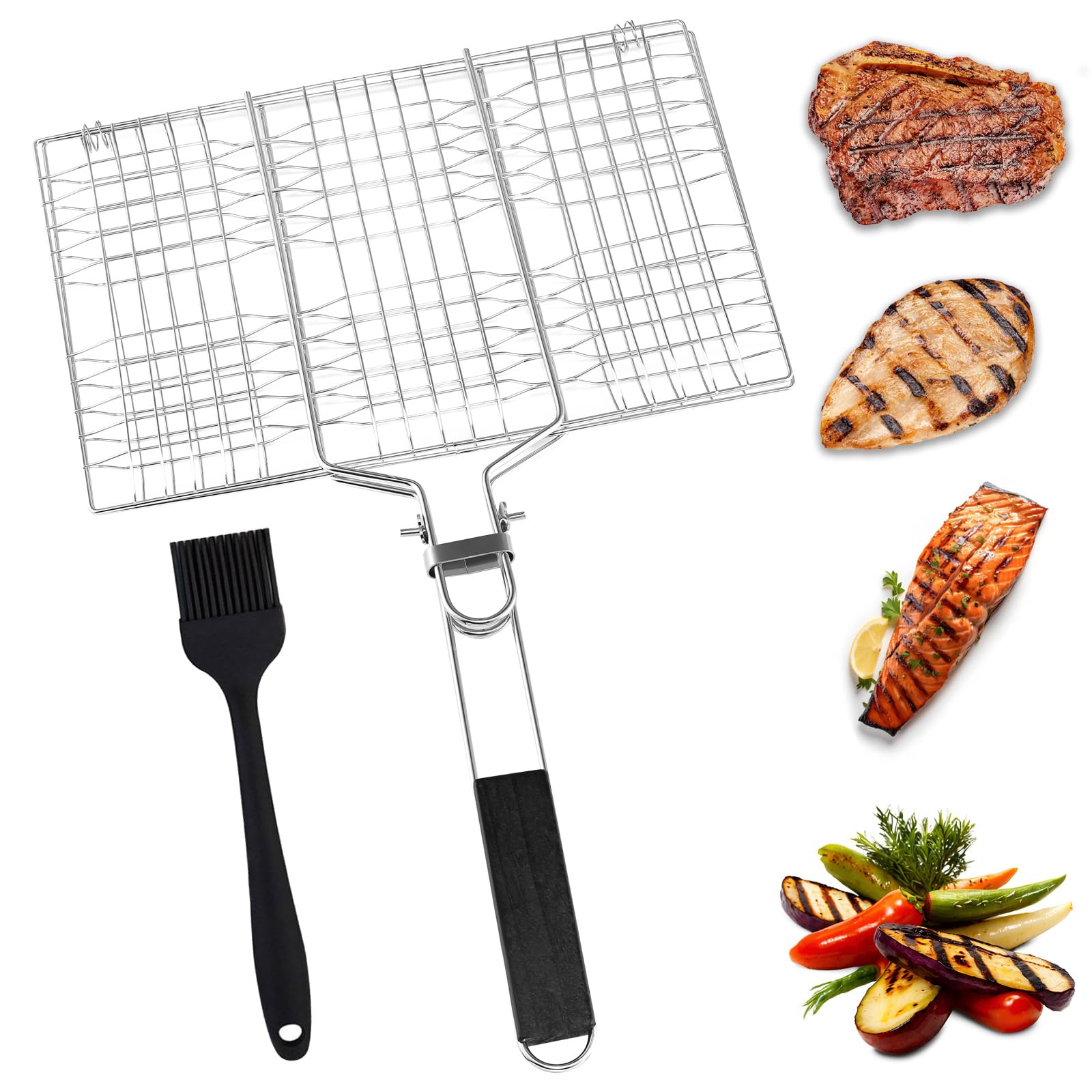 BreadTalk BBQ Fish Grill Basket with lockable design for secure flipping.