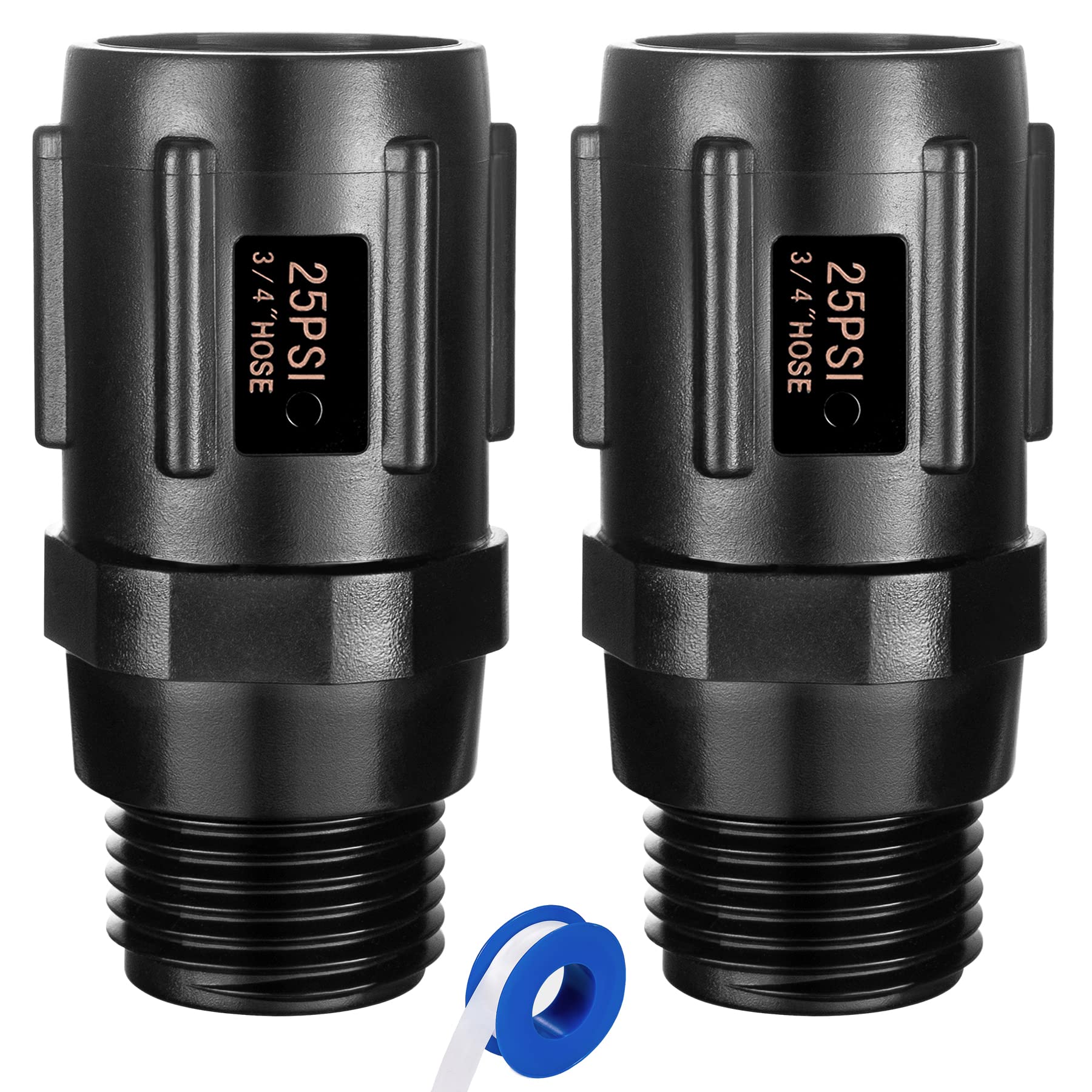 Breeezliy 2-pack pressure regulator showing 25 PSI setting for drip irrigation.