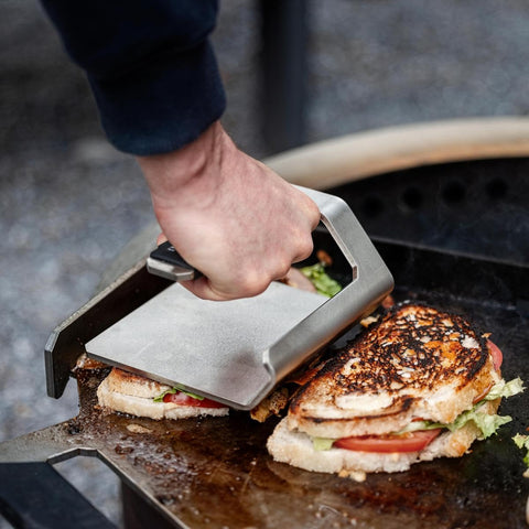 Breeo Griddle Press stainless-304 construction ensures durability and easy cleanup.