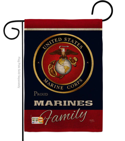 Breeze Decor Marines Proudly Family Burlap flag, durable outdoor garden decor