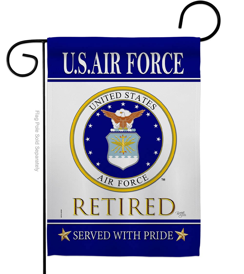 Breeze Decor US Air Force Retired garden flag front view for outdoor display