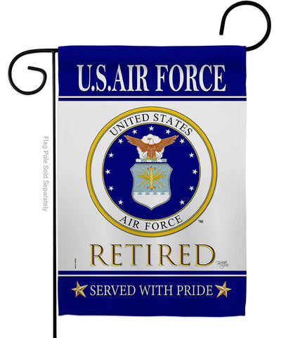 Breeze Decor US Air Force Retired garden flag front view for outdoor display