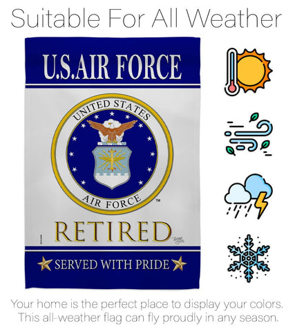Breeze Decor US Air Force Retired garden flag weather resistant fabric for outdoors