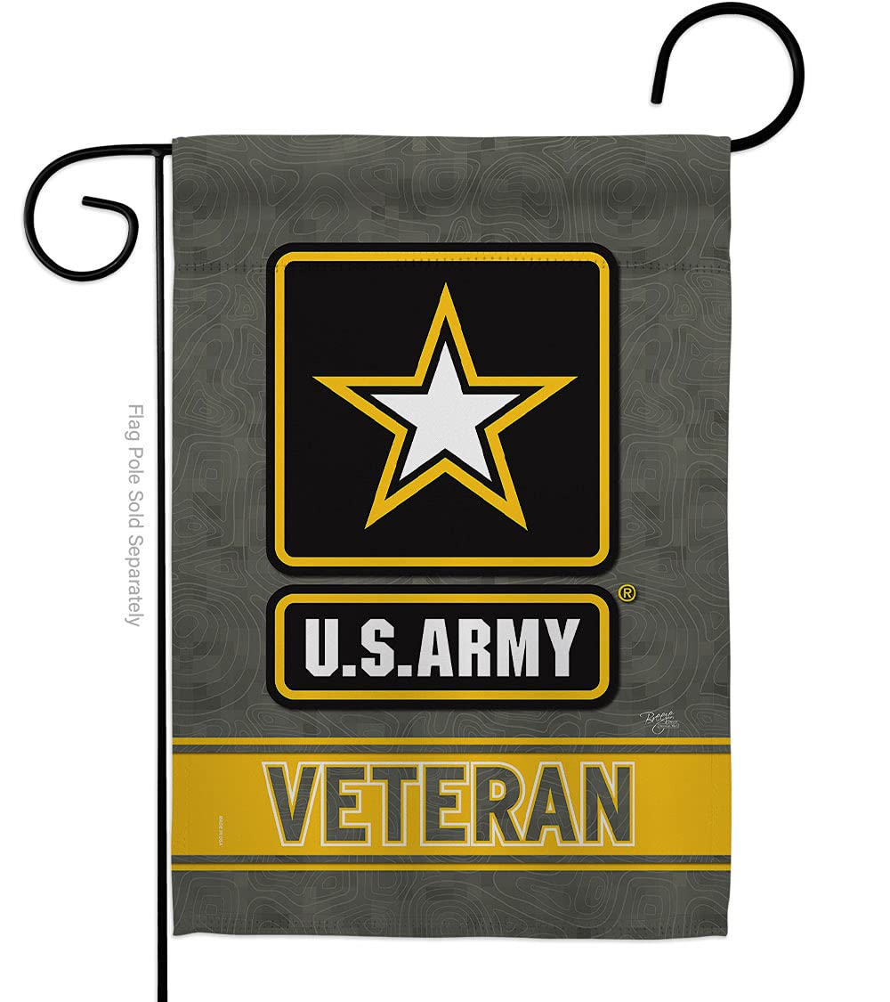 Breeze Decor US Army Veteran garden flag front view for porch display