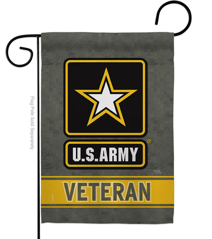 Breeze Decor US Army Veteran garden flag front view for porch display
