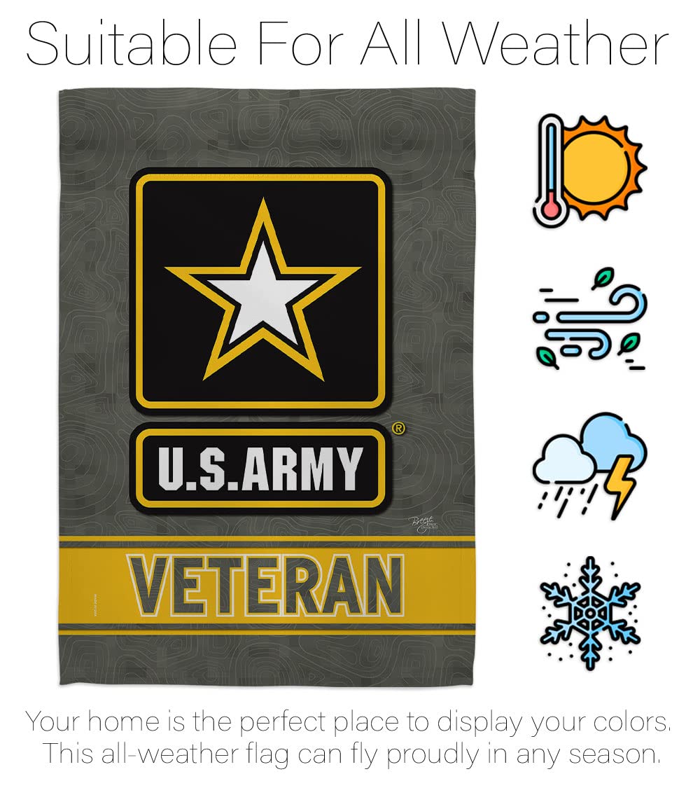Breeze Decor US Army Veteran garden flag sleeve hanger compatible