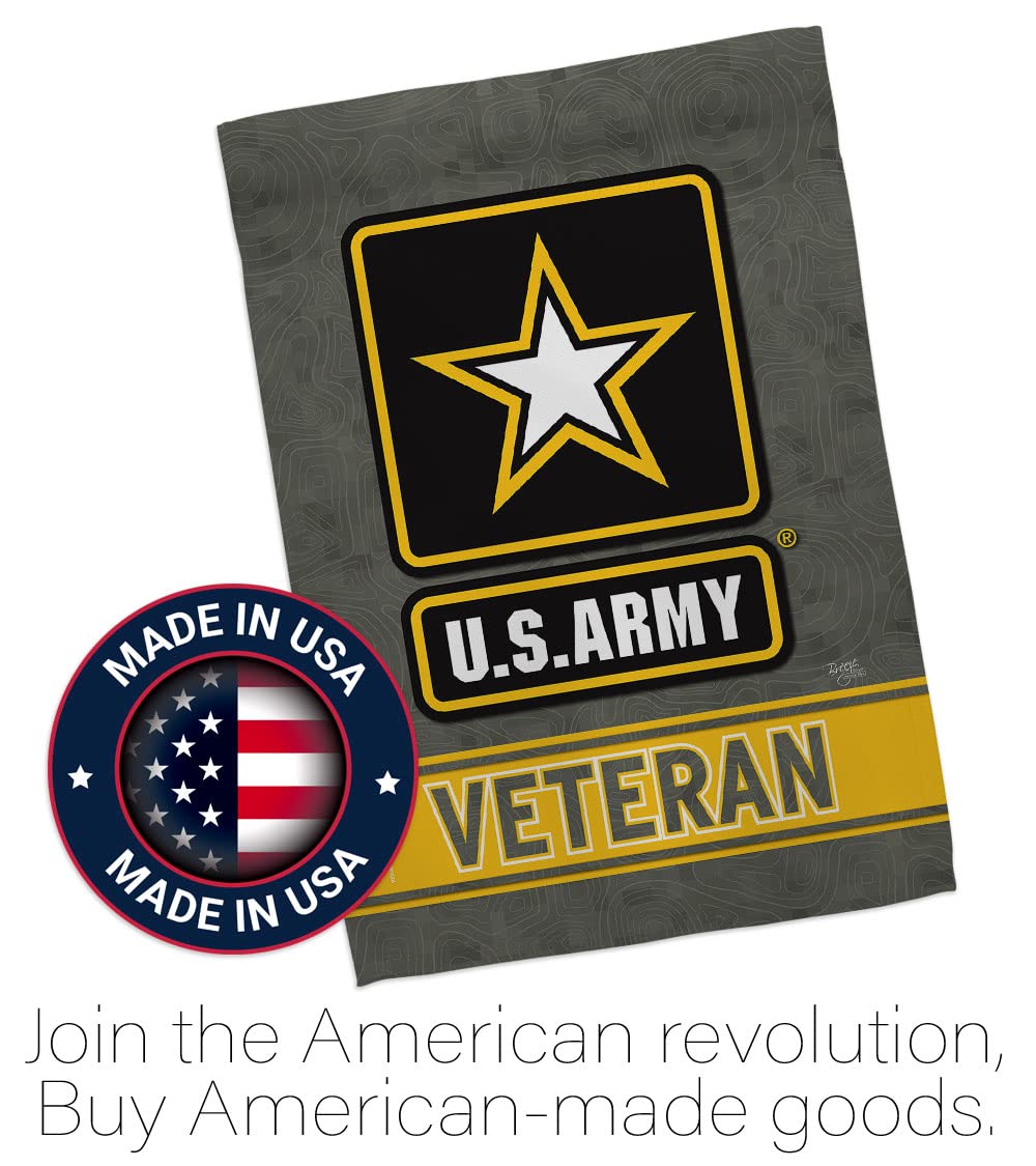 Breeze Decor US Army Veteran garden flag USA made label
