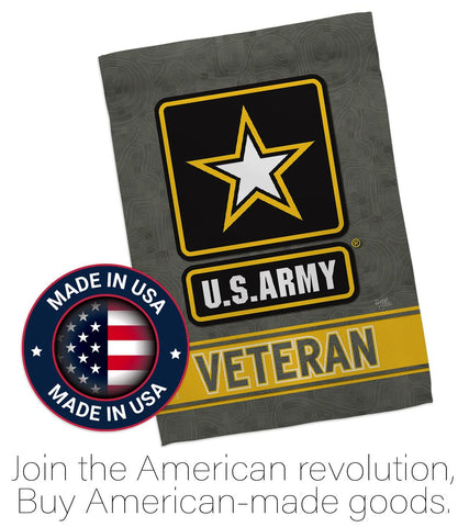 Breeze Decor US Army Veteran garden flag USA made label