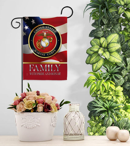 Breeze Decor US Marine Family Honor flag, ideal for porch, garden or yard celebrations.